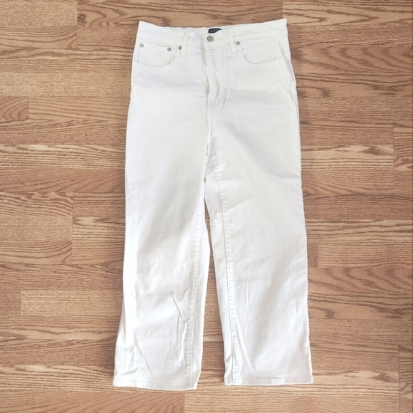 EUC J.Crew High-Rise Slim Wide Leg White Jeans, Size 30 - Picture 1 of 6